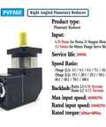Beefy 90 Degree Planetary Reducer Gearbox For Nema 23 And Nema 34 Servo Motors with specifications and input shaft details displayed