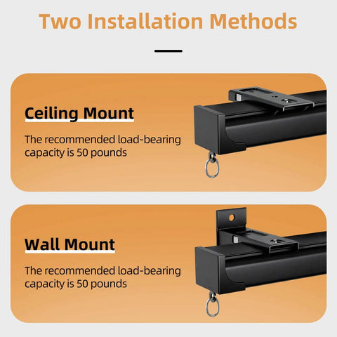 Heavy Duty Curtain Rail System For Ceiling Or Wall Mount Twelve Point Four Feet Thickened Upgraded Black With Hooks Two Installation Methods