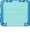 Hands holding stackable storage box from Track Builder Ice Crash Playset With One Sixty Four Scale Vehicle And Ten Component Parts