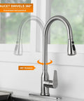Touch Activated Kitchen Faucet With Pull Down Sprayer Hands Free Sensor Sink Tap in brushed nickel swivels 360 degrees