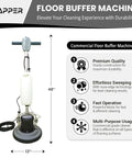 Commercial Grade 13 Inch Floor Buffer And Polisher Machine With Random Orbit Design Made Heavy Duty to crush grime on various surfaces.