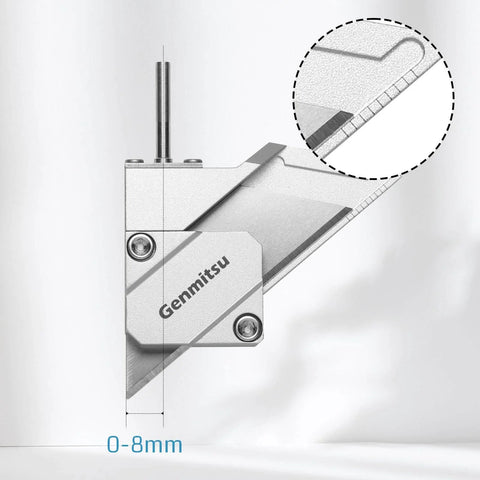 Side view of Drag Knife Cutter For CNC Router With 1 Eighth Inch Shank And Dual Bearings, adjustable depth indicator shown.