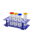 Two Pack Blue Test Tube Rack Set With 56 Wells Detachable Plastic Stand For 10mL 15mL And 50mL Centrifuge Tubes Deep Blue Lab Organizer