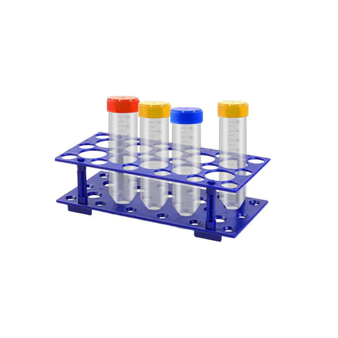 Two Pack Blue Test Tube Rack Set With 56 Wells Detachable Plastic Stand For 10mL 15mL And 50mL Centrifuge Tubes Deep Blue Lab Organizer