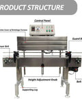 AOXHUGB Heat Shrink Tunnel Machine 4.0 Inch Diameter Control panel, conveyor belt, and height adjustment for bottle labeling