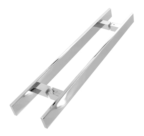 24 Inch Solid Stainless Steel Push Pull Door Handle Set With Heavy Duty Commercial Grade 304 Standoffs Ideal For Barn Doors And Glass Panels, mirror-polished chrome