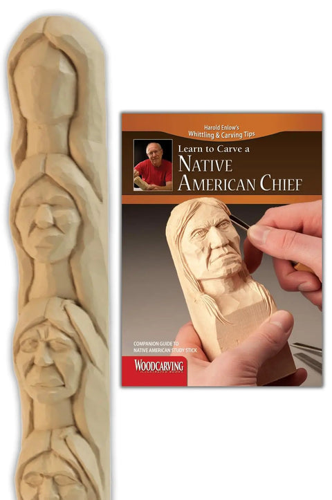 Learn To Carve A Native American Chief Face With A 12 Inch Hand Cast Resin Study Stick Kit Includes Harold Enlow Guidebook