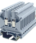 Beefy DIN Rail Terminal Block With Screw Clamp Heavy Duty 600V 30A 30 To 10 AWG Nylon PA66 Housing Copper Bodies Nickel Plated Screws