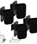 E Track Wheel Chock Set For E Track System Wall Mount 4 Pack Fits Motorcycle Dirt Bike Bicycle Enclosed Trailer Garage Tires Up To Six Inches Wide Ideal For Trailers And Garages, four black chocks with wrench