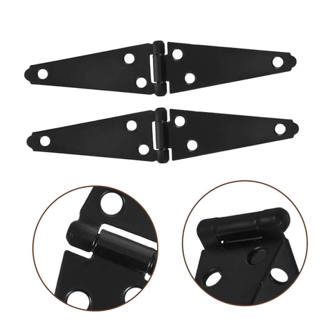 JECOMPRIS 2-pack heavy-duty black metal gate hinges for barn doors and fences with mounting holes and screws