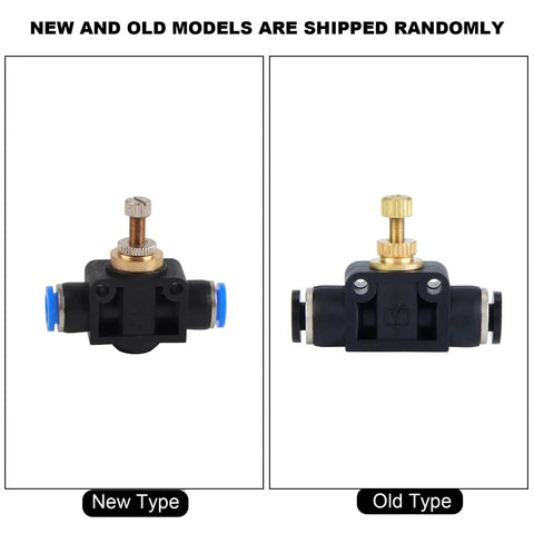New and old models of T Shape Pneumatic Fitting Regulator Valve With Quick Connect For 4mm 6mm 8mm Tubes No Tool Needed Plug In Air Flow Controller