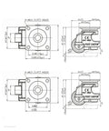 Technical drawing of Heavy Duty Nylon Leveling Casters Four Pack Adjustable Swivel Wheels with dimensions and details.