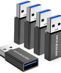 5 Pack Usb Data Blocker Adapter Usba To Usba Charge Only Security Dongle, black, stops juice jacking, ideal for travel.