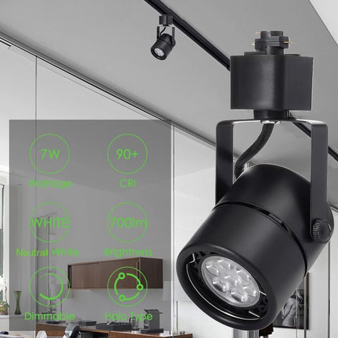 Close-up of 12 Pack LED Track Light Heads 7W H Type Dimmable Ceiling Spotlight 4000K Neutral White over kitchen area.