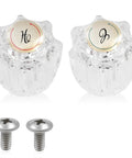 Clear Acrylic Faucet Handles Replacement Kit For Two-Handle Faucets with two clear handles and screws