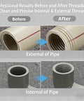 Dang this 4 in 1 Internal Pipe Wrench is a total game changer for serious DIY dudes and pros alike showing before and after pipe threading.