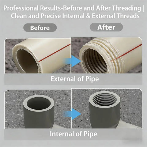 Dang this 4 in 1 Internal Pipe Wrench is a total game changer for serious DIY dudes and pros alike showing before and after pipe threading.