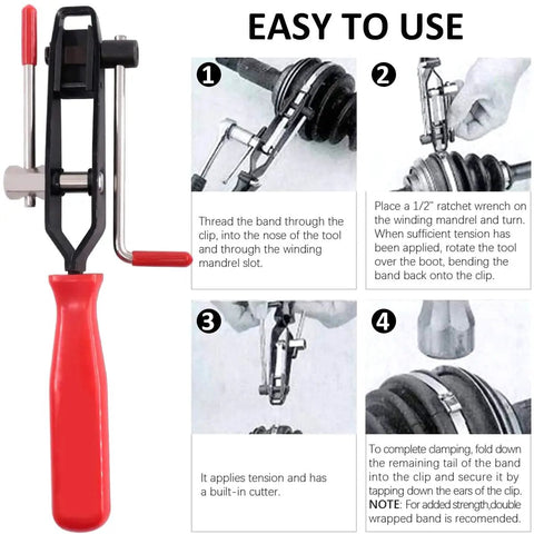CV Boot Clamp Pliers Kit Set 10 Pack Stainless Steel Universal Adjustable tool instructions and ergonomic red handle