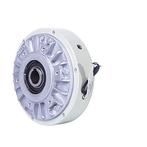 25Nm Magnetic Powder Brake With Hollow Shaft For Tension Control And Unwinding, DC 24V, industrial use, gray metal casing
