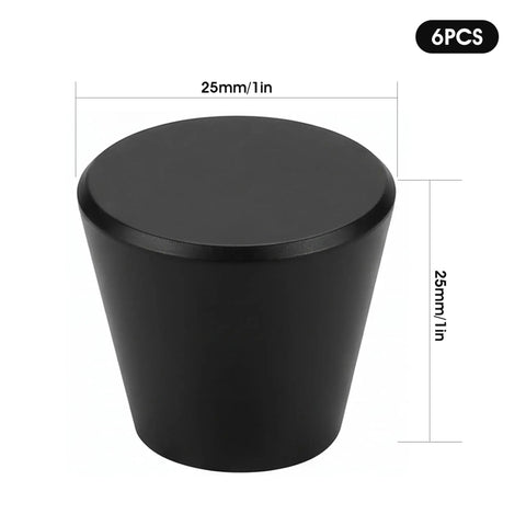 Built Tough Black Round Cabinet Knobs Package Of Six Heavy Duty Aluminum Dresser Handles 25mm size for modern drawers