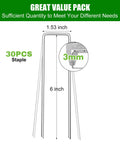 Heavy Duty 6 Inch Garden Staples, 11 Gauge, 25 Pack, Galvanized U-Shaped Ground Nails, anti-rust design with 3mm wire size.