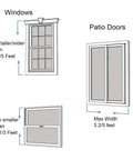 Diagram showing windows and patio doors for Adjustable Window Security Bar For Sliding Windows And Patio Doors Heavy Duty Sturdy Steel Lock Extends From 15.5 To 29.5 Inches Blocks Break Ins While Still Letting Fresh Air In