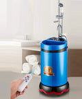 Portable Electric Water Heater With Beefy 60 To 70 Liter Mobile Shower Tank Scores Big With 2000W Heat And Slick Remote Control in modern bathroom setting.