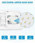 Close-up of LED chips on RV Interior LED Ceiling Lights 5 Pack With On Off Switch Double Dome Fixtures 12V Camper Trailer Boat Lighting Natural