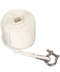 75ft Double Braid Nylon Boat Dock Line With Stainless Steel Thimble for Mooring and Towing, coiled with attached thimble