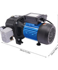 Side view of 1 HP Shallow And Deep Well Pump With Ejector Kit Workhorse Cast Iron Jet Water Pump Auto Pressure Switch 110V