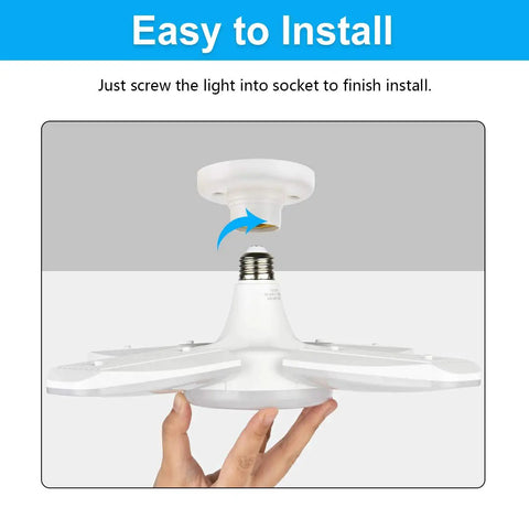 4 Pack LED Garage Lights 60W 6000LM Deformable Ceiling Fixtures E26 Dimmable 6500K Daylight Four Leaf Easy Installation