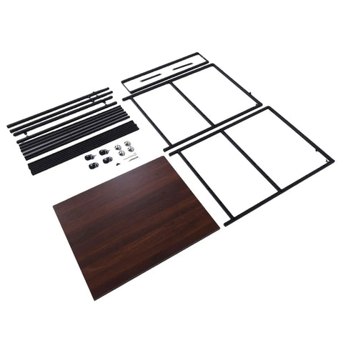 Heavy Duty 3D Printer Workbench With Mega Filament Spool Storage removable wood desk top and sturdy alloy steel frame parts layout.