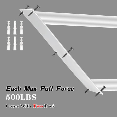 Two Pack Wall Mount Handrails For 1 To 2 Step Stairs Outdoor Use, White Powder Coat Finish, Heavy Duty Garage Porch Garden Railing, 18.9 Inch Length, 1.3 Inch Diameter Pipe, Safe Stable Up And Down Stairs