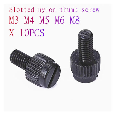 Knurled Thumb Screws For Easy Hand Tightening, Plastic Twist Fasteners, Insulating PA66 Grip Heads, M3-M8 threads, 10-pack