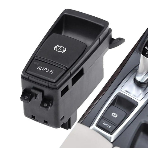 Electric Parking Brake Actuator Switch For BMW X5 E70 Autos 2006 To 2013 dashboard control panel with buttons.