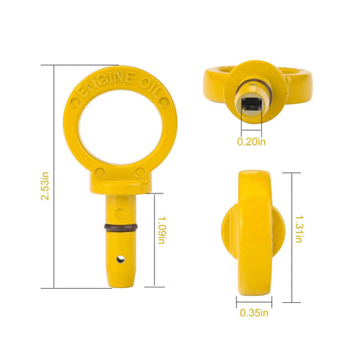 Aluminum Oil Dipstick Pull Handle Replacement For Dodge Chrysler Jeep Models With Viton O Ring And Installation Kit Yellow