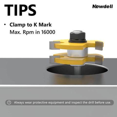 Tongue And Groove Router Bit Set For One Quarter Inch Shank, Two Pack, Built For Three Quarter Inch Stock, Installed on table saw