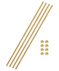 Top Shelf Solid Brass Threaded Rods With Hex Nuts, M2 X 0.4mm Pitch Straight Four Inch Studs on white background.