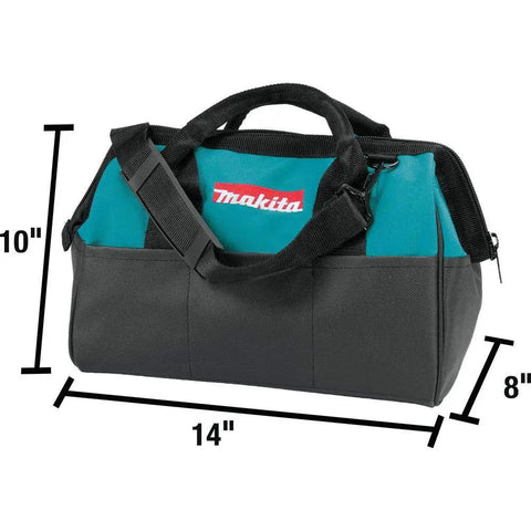 Heavy Duty 14 Inch Contractor Tool Bag with industrial fabric, reinforced handles, durable zipper for worksite readiness