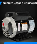 Three Horsepower Workhorse Electric Motor 3450 RPM 56 Frame Single Phase 115 230V CCW Rotation Five Eighth Inch Shaft Ideal For Air Compressors And Power Tools With Durable Cast Aluminum Housing For Long Life