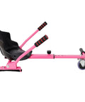 Hoverboard Seat Attachment For Kids And Adults, Adjustable Sturdy Go Kart Frame Fits 6.5, 8, And 10 Inch Hoverboards, Off Road Drifting Go Kart With Soft Handlebar In Pink side view