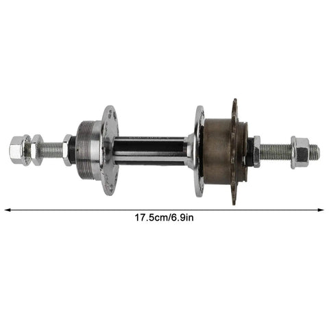 Universal 36 Hole Rear Bike Hub With Solid Axle And 14T Ride Ready for BMX and MTB, metal disc hub, side profile view
