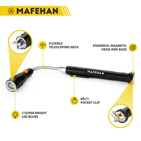 Magnetic Pickup Tool With LED Light And Flexible Neck, Telescoping Retrieval Tool Extends Up To 30 Inches For Screws Bolts Nuts In Tight Spaces, Perfect Gift For Men Dad Husband