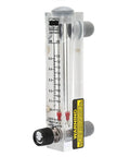 Lzm 15T Liquid Flow Meter Panel Mount With Clear Acrylic Body For Precise Gpm Water Coolant Monitoring Adjustable Flow Rate Zg 1/4 Inch Female Bspt Thread side view display showing flow measurement scale.