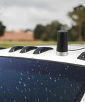 Long Range 915MHz LoRa Antenna With Magnetic Base mounted on car trunk, SMA Male Connector, IPEX Extension Cable visible