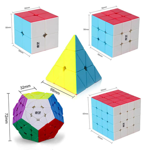 Speed Cube Bundle Set Of 2x2 3x3 4x4 Megaminx And Pyramid Puzzles Stickerless Smooth Turning Five Pack For Kids Teens And Adults