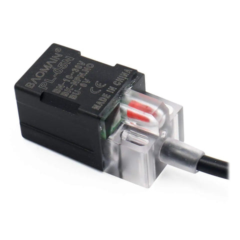 Inductive Proximity Switch Sensor PL05N 5mm with 1.2m cable, DC 10-30V, NPN NO, compact design for industrial and DIY projects.