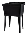 Heavy Duty 19 Gallon Utility Sink Laundry Tub With Adjustable Metal Legs For Laundry Room Basement Or Garage Workshop No Faucet Included Black Four Color Options Available, side view.