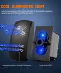 Seven Pin DPDT Rocker Switch With Blue Jumpers On Off On Dual Load Control 20A 12V DC And 10A 24V DC Rated Easy Install Replacement For OEM Switch Panels Ideal For Cars Trucks Jeeps Boats RVs illuminated blue LED rocker switch with laser-etched NAV/ANC lights