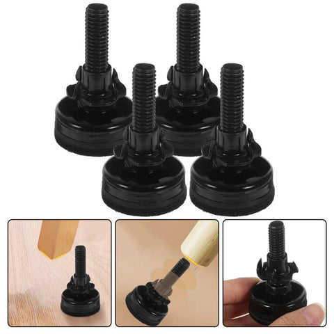 Heavy Duty Adjustable Furniture Leveler Feet Set Of 6 In Carbon Steel With Anti Slip Pads And T Shaped Nuts For Height Adjustment, black
